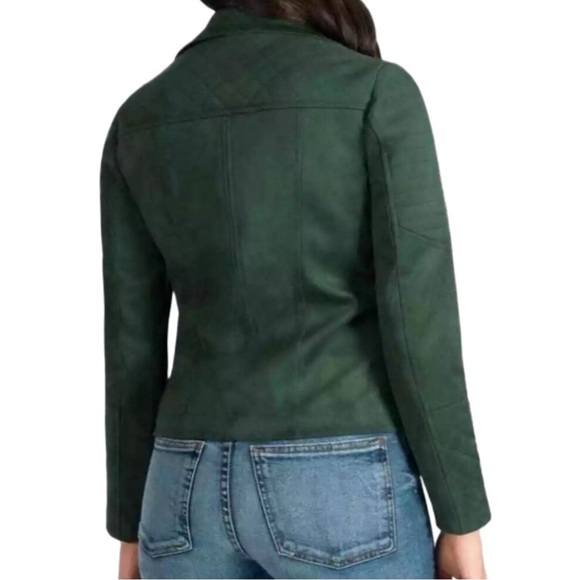 KUT from the Kluth Dawn Quilted Suede Moto Jacket Hunter Green Size Small - Picture 7 of 12